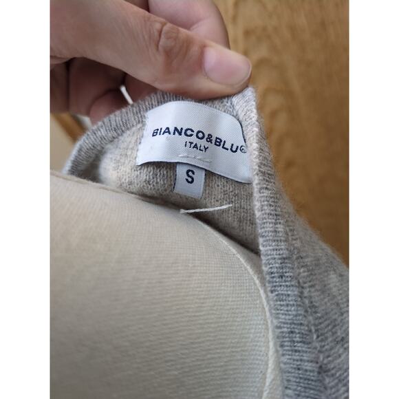 Bianco & Blu Sweater Womens SMALL S Gray Floral Merino Wool Cashmere Blend Italy - Picture 4 of 6